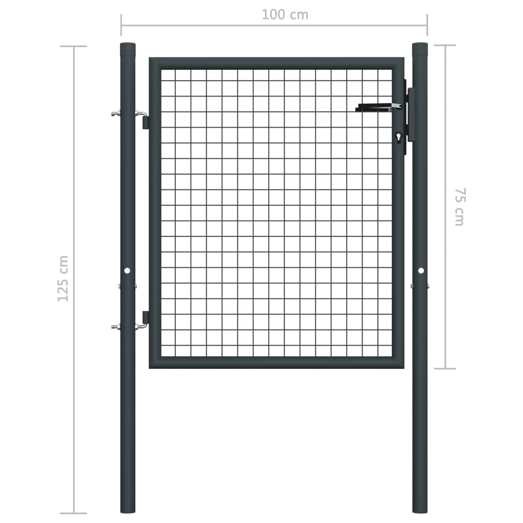 havelåge i trådnet galvaniseret stål 100 x 125 cm grå