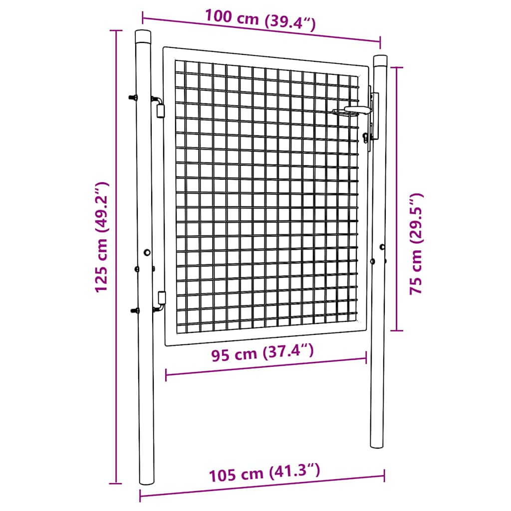 havelåge i trådnet galvaniseret stål 100 x 125 cm grå