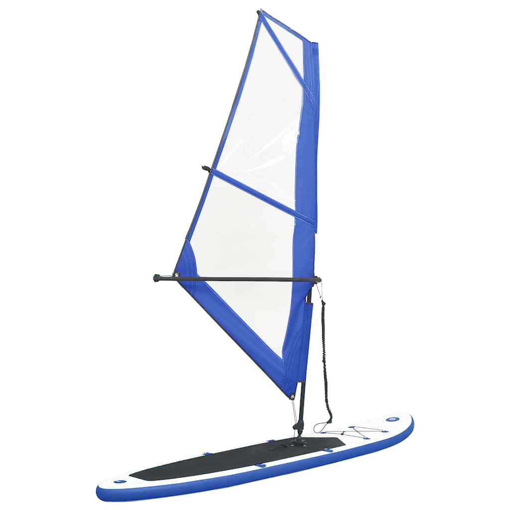 oppusteligt paddleboard med sejl blå og hvid