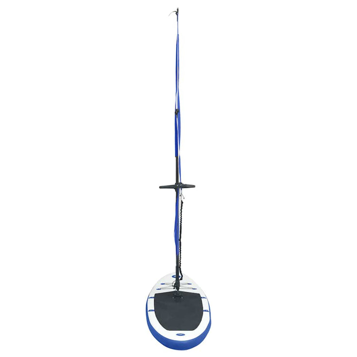 oppusteligt paddleboard med sejl blå og hvid