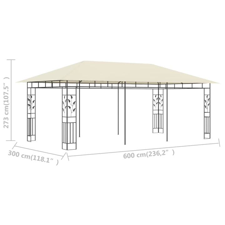 pavillon med myggenet 6x3x2,73 cm cremefarvet