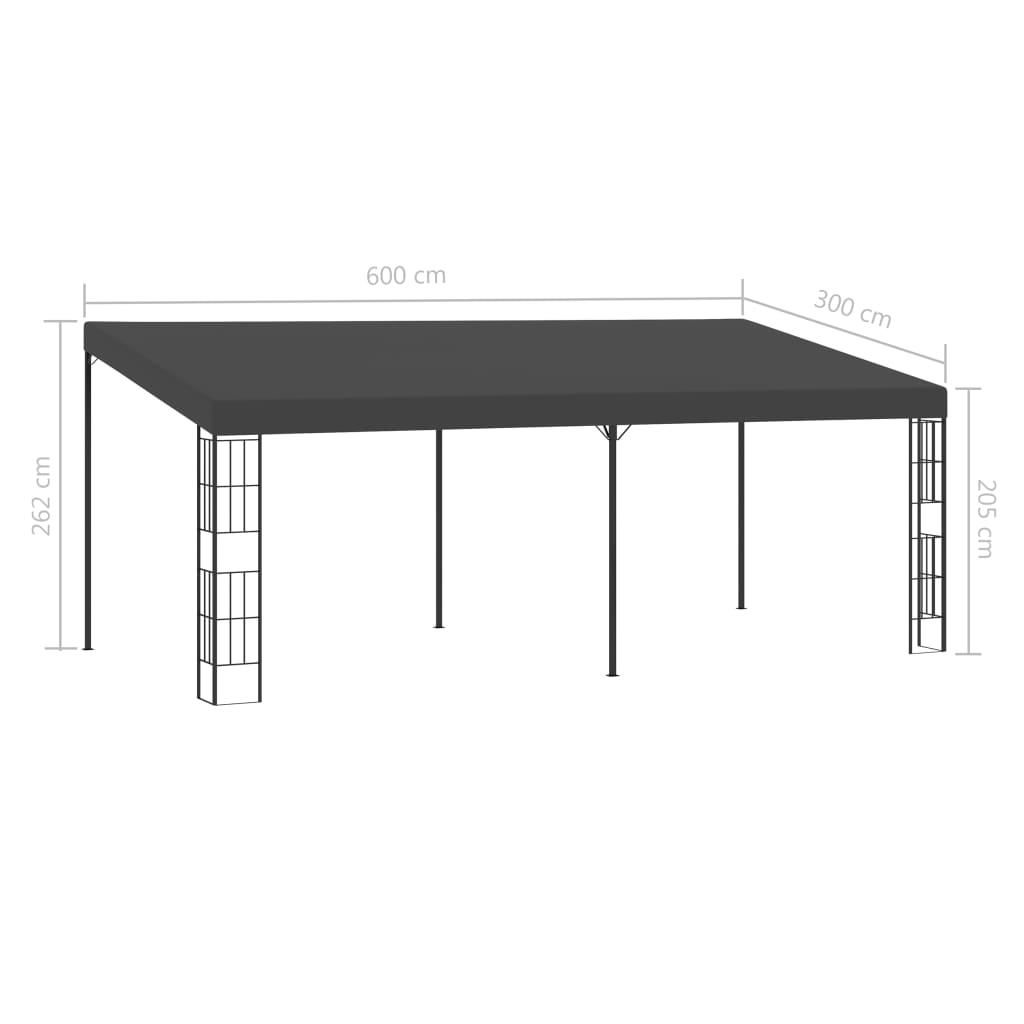 vægmonteret pavillon 3x6 m stof antracitgrå