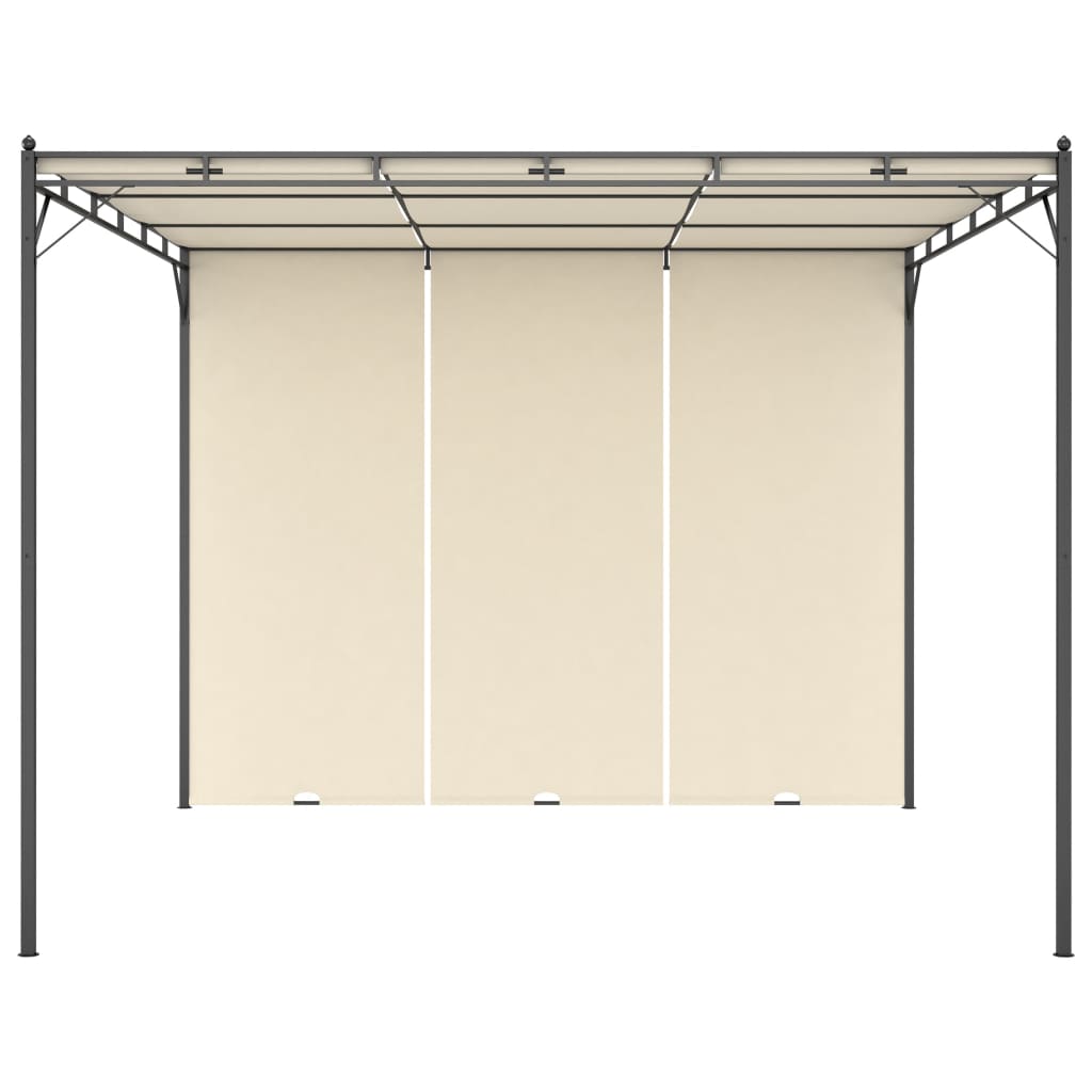 havepavillon med gardin 3x3x2,25m cremefarvet