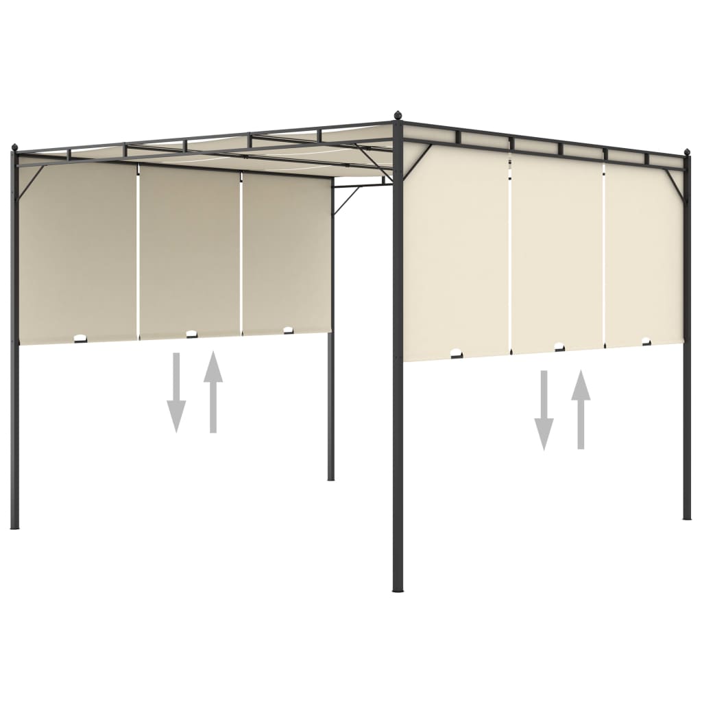 havepavillon med gardin 3x3x2,25m cremefarvet