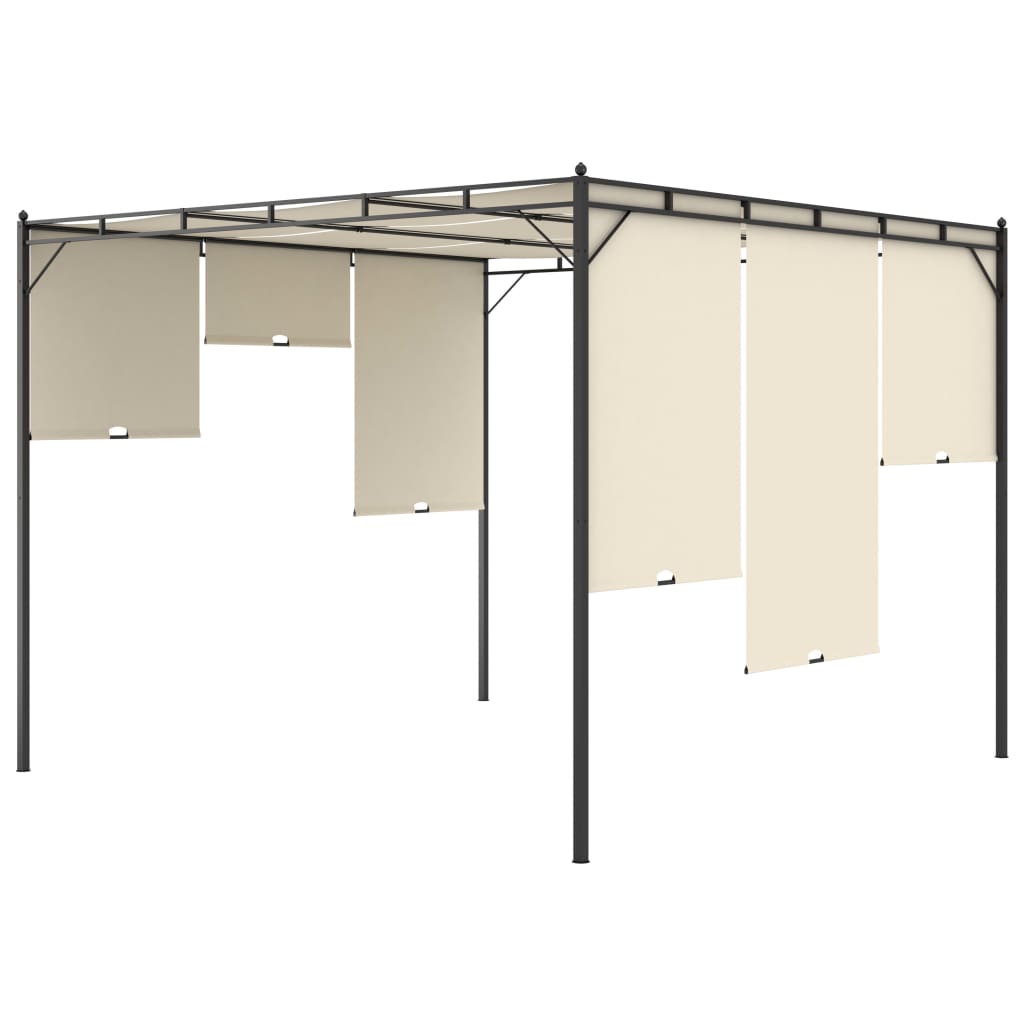 havepavillon med gardin 3x3x2,25m cremefarvet