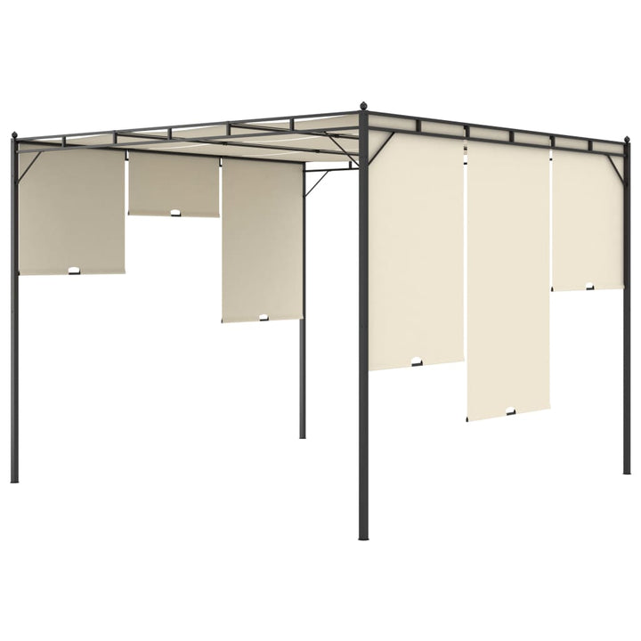havepavillon med gardin 3x3x2,25m cremefarvet