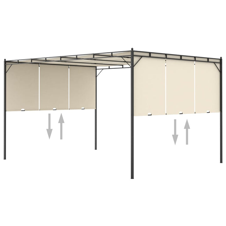 havepavillon med gardin 4x3x2,25 m cremefarvet