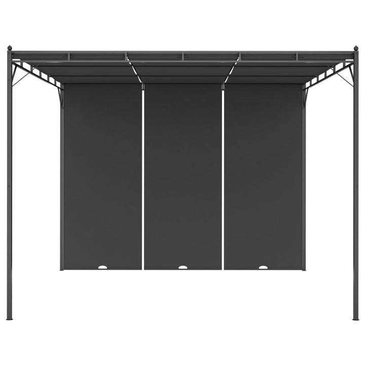 havepavillon med gardin 3x3x2,25m antracitgrå