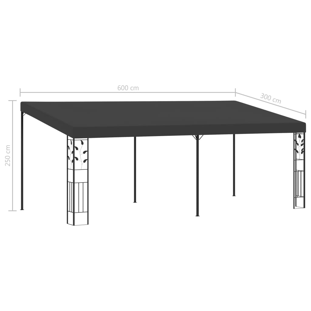 vægmonteret pavillon 6x3x2,5 m antracitgrå