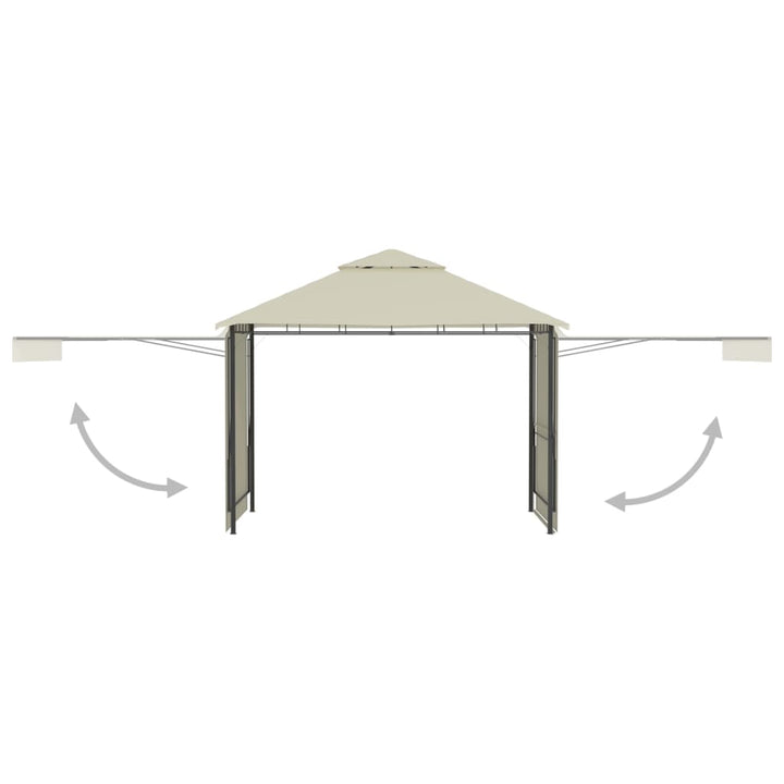 pavillon med 2 udvidelige tage 3x3x2,75 cm 180 g/m² cremefarvet