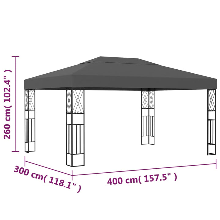 pavillon 3x4 m stof antracitgrå