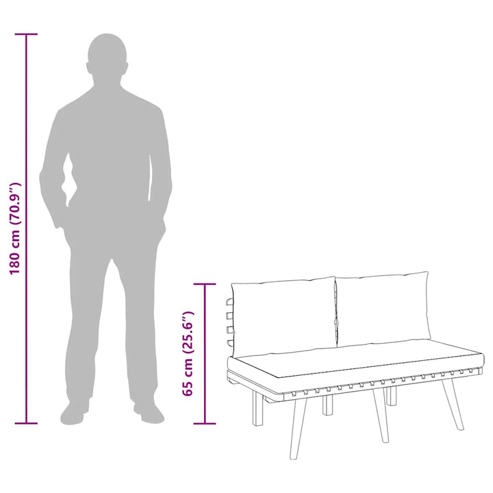 havebænk med hynder 115 cm massivt akacietræ