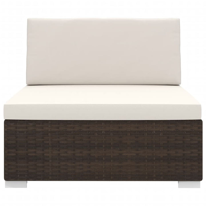 midtermodul til havesofa med hynder polyrattan brun