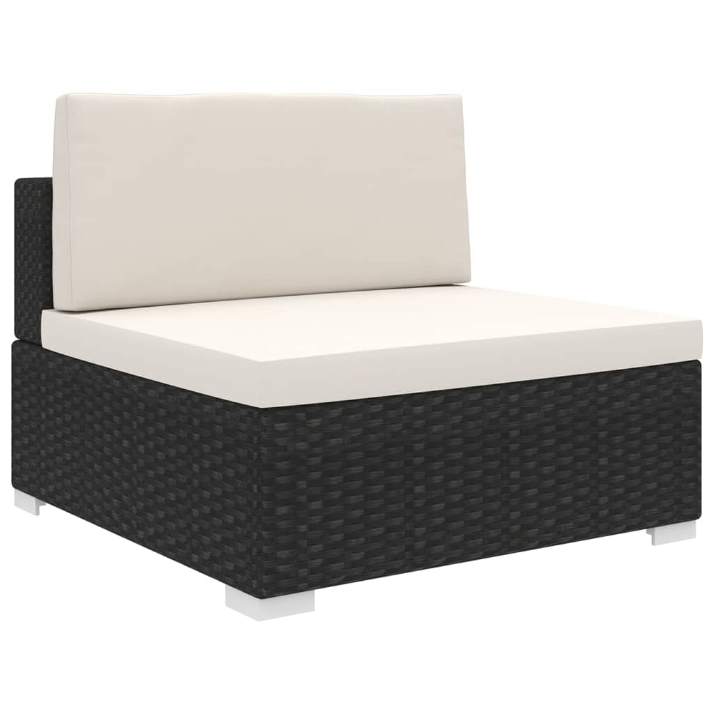 midtermodul til havesofa med hynder polyrattan sort