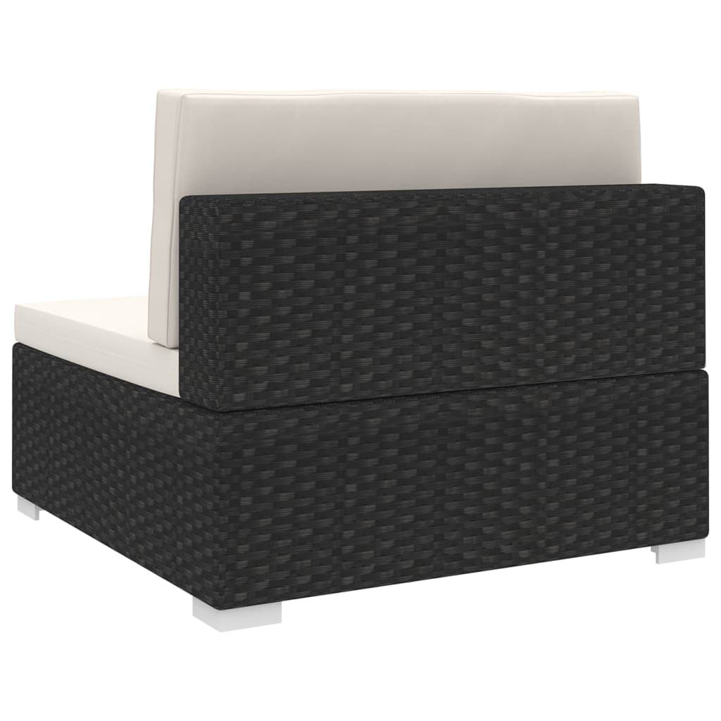 midtermodul til havesofa med hynder polyrattan sort
