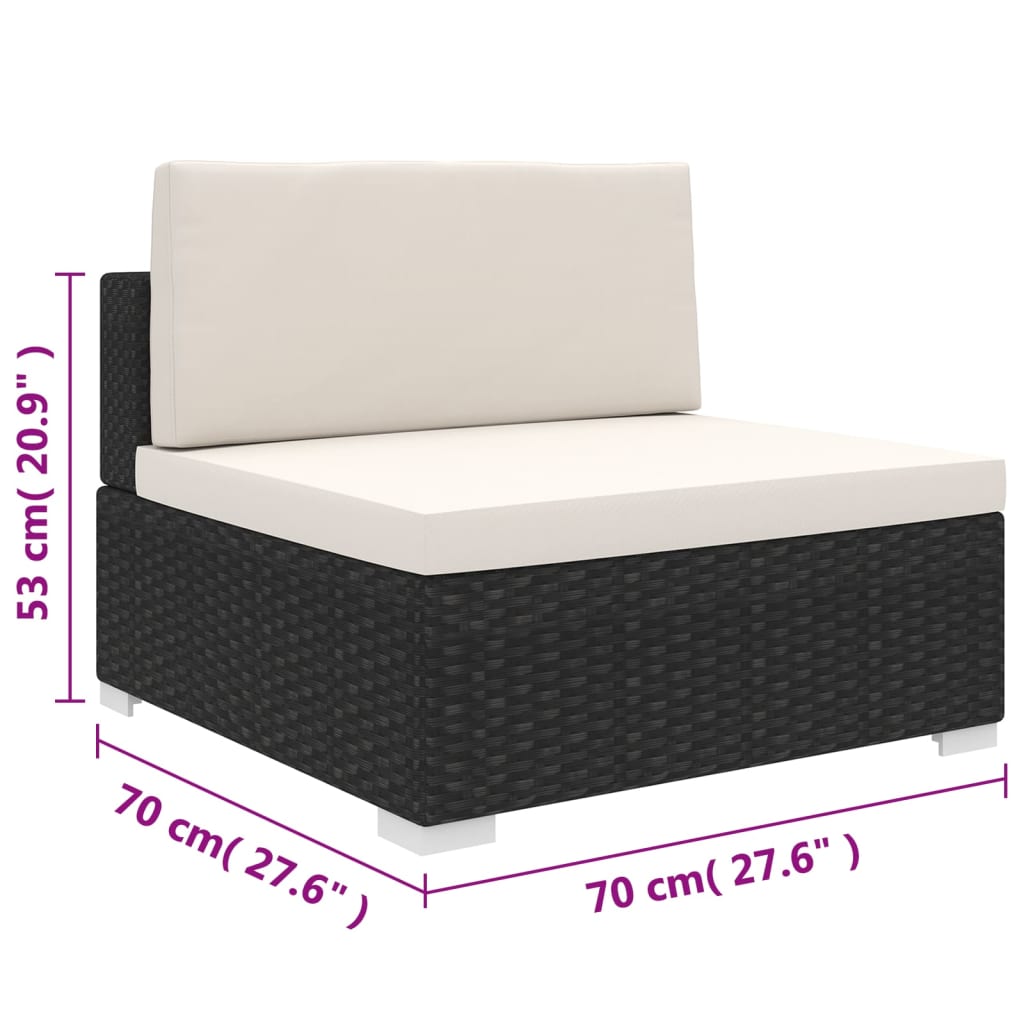 midtermodul til havesofa med hynder polyrattan sort