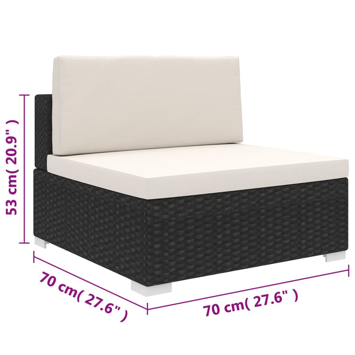 midtermodul til havesofa med hynder polyrattan sort