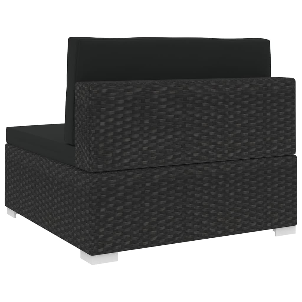 midtermodul til havesofa med hynder polyrattan sort