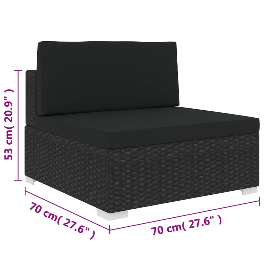 midtermodul til havesofa med hynder polyrattan sort