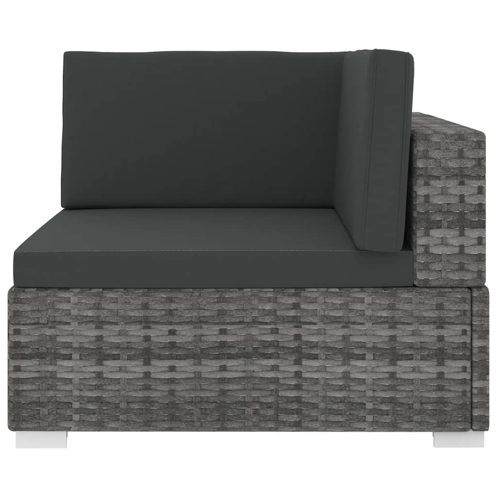 hjørnemodul til havesofa med hynder polyrattan grå