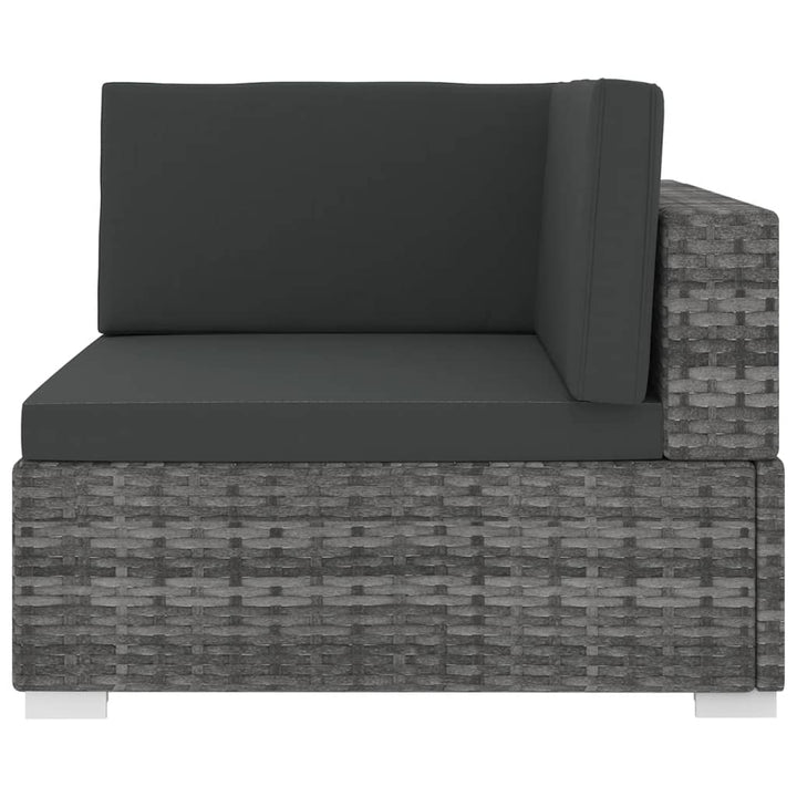 hjørnemodul til havesofa med hynder polyrattan grå
