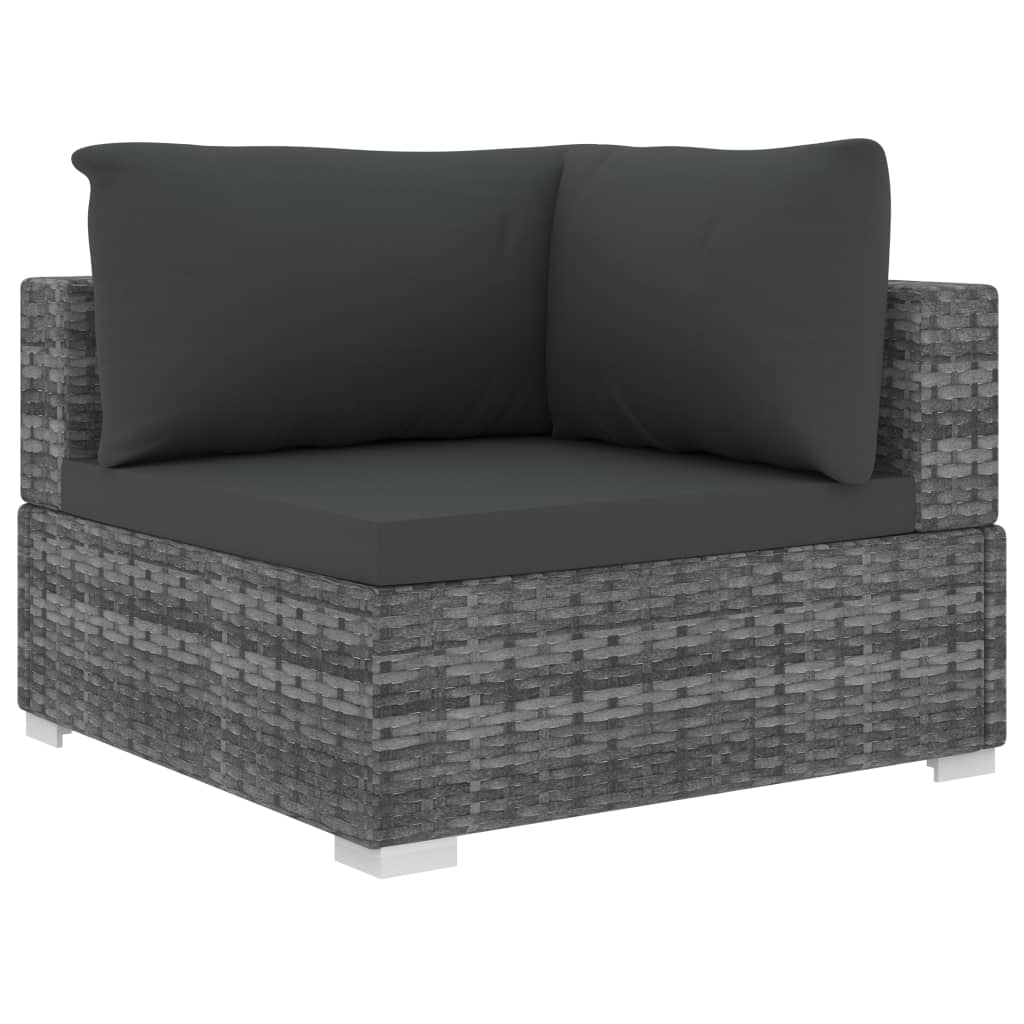 loungesæt til haven 10 dele med hynder polyrattan grå