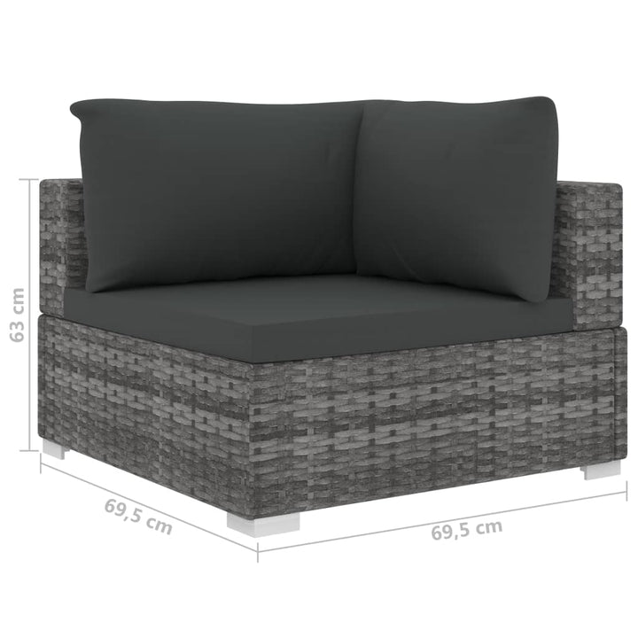 loungesæt til haven 10 dele med hynder polyrattan grå