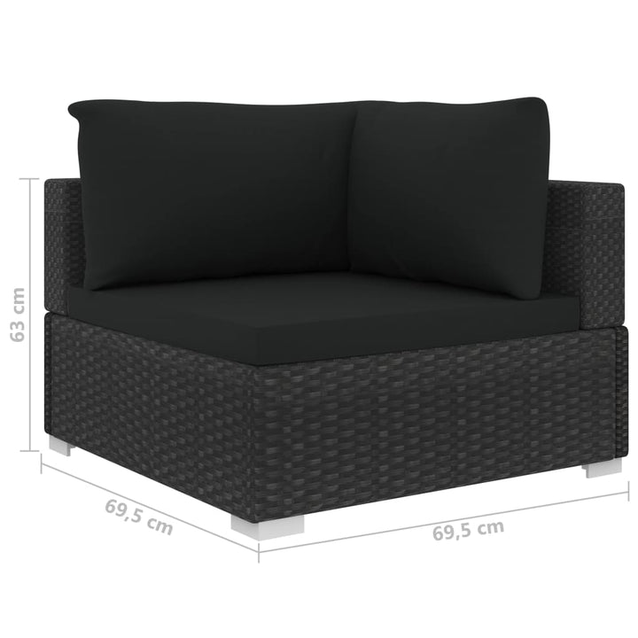 loungesæt til haven 10 dele med hynder polyrattan sort