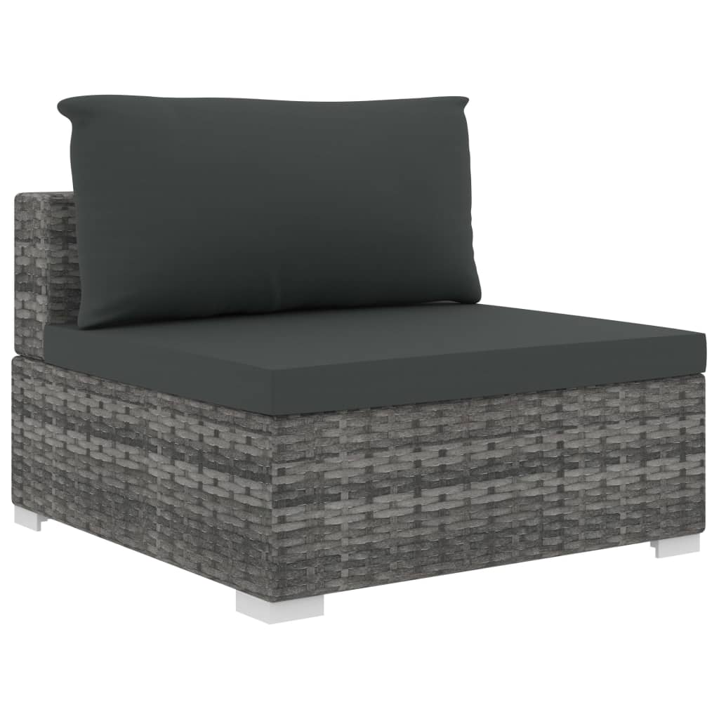 loungesæt til haven 8 dele med hynder polyrattan grå