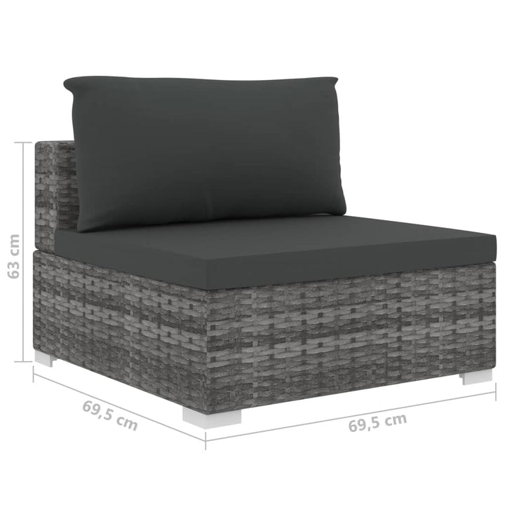 loungesæt til haven 8 dele med hynder polyrattan grå