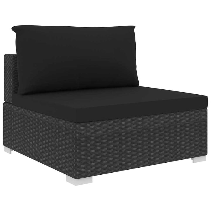 loungesæt til haven 8 dele med hynder polyrattan sort