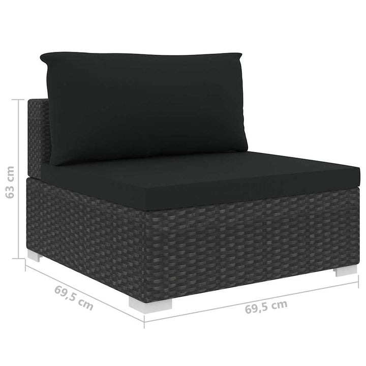 loungesæt til haven 8 dele med hynder polyrattan sort