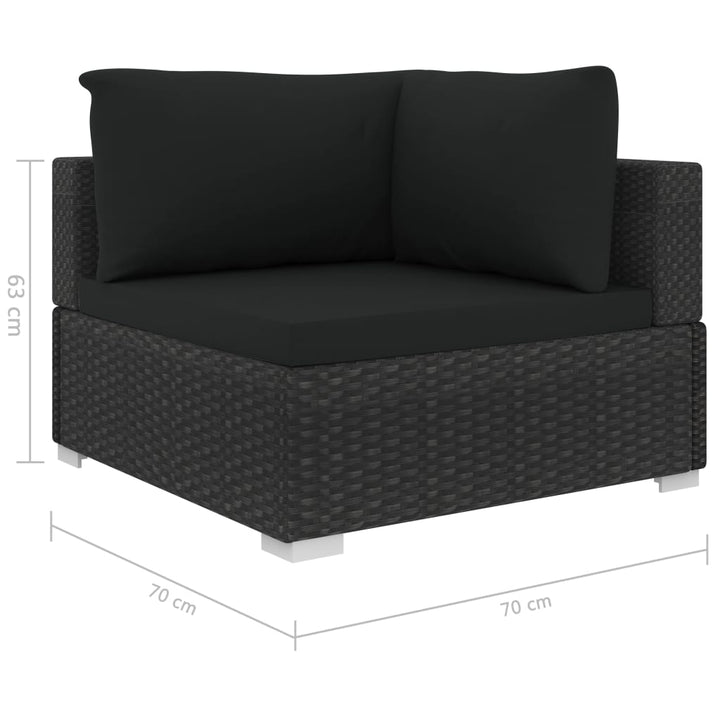 loungesæt til haven 11 dele med hynder polyrattan sort