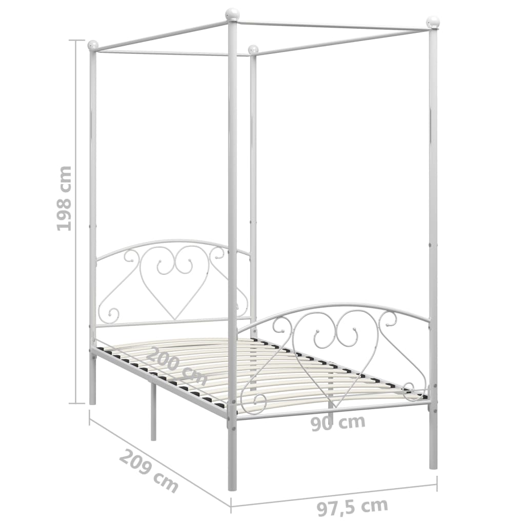 sengestel til himmelseng 90 x 200 cm metal hvid