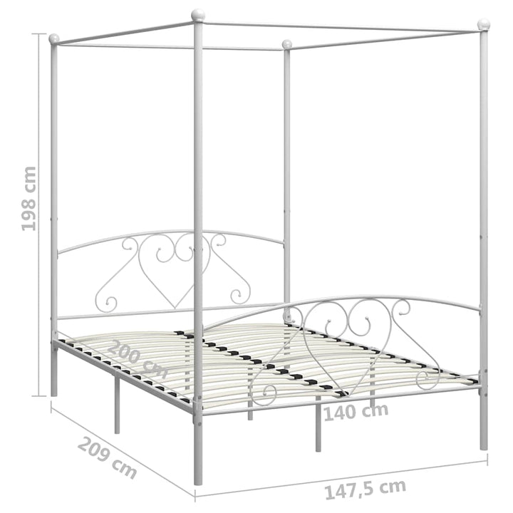 sengestel til himmelseng 140 x 200 cm metal hvid