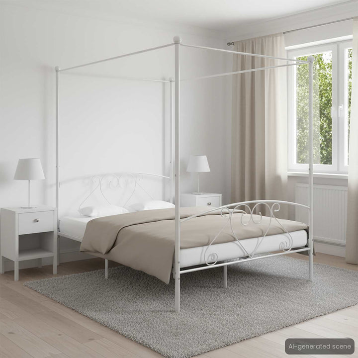 sengestel til himmelseng 140 x 200 cm metal hvid