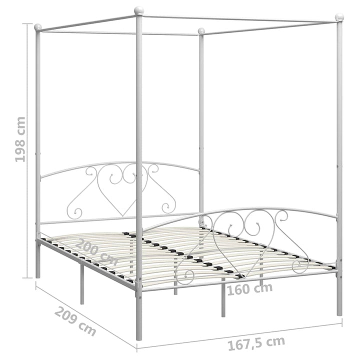 sengestel til himmelseng 160 x 200 cm metal hvid
