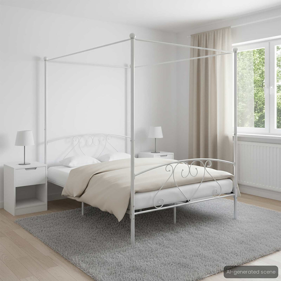 sengestel til himmelseng 160 x 200 cm metal hvid