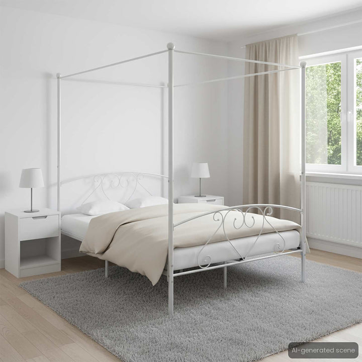 sengestel til himmelseng 160 x 200 cm metal hvid