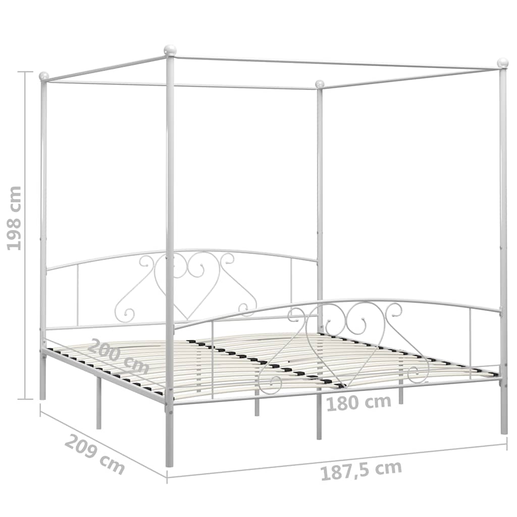 sengestel til himmelseng 180 x 200 cm metal hvid