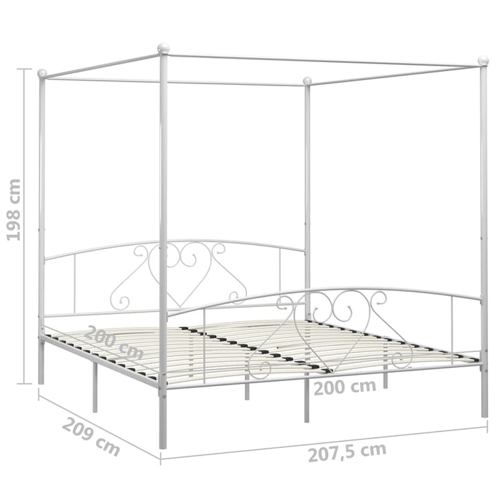 sengestel til himmelseng 200 x 200 cm metal hvid