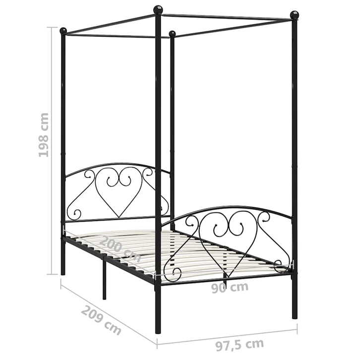 sengestel til himmelseng 90 x 200 cm metal sort