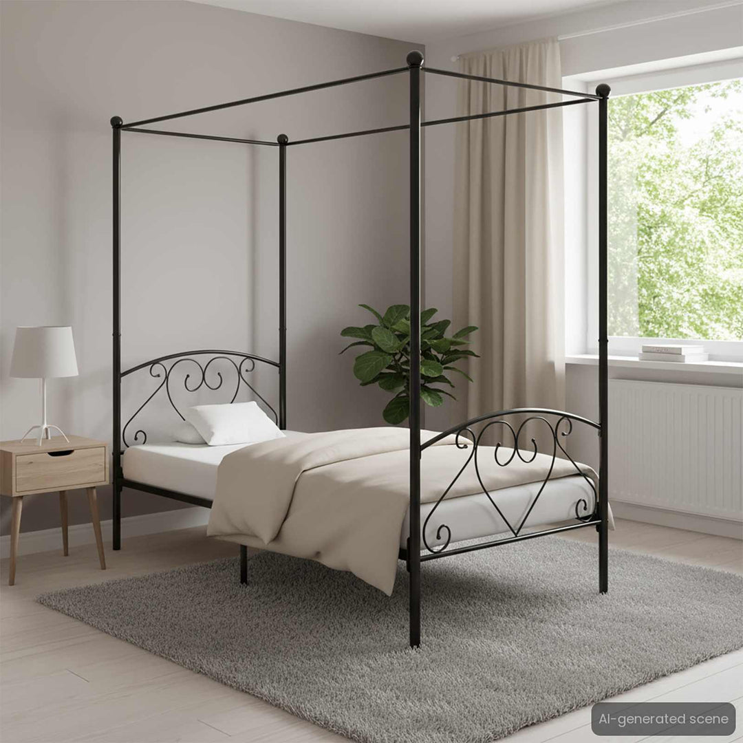 sengestel til himmelseng 90 x 200 cm metal sort