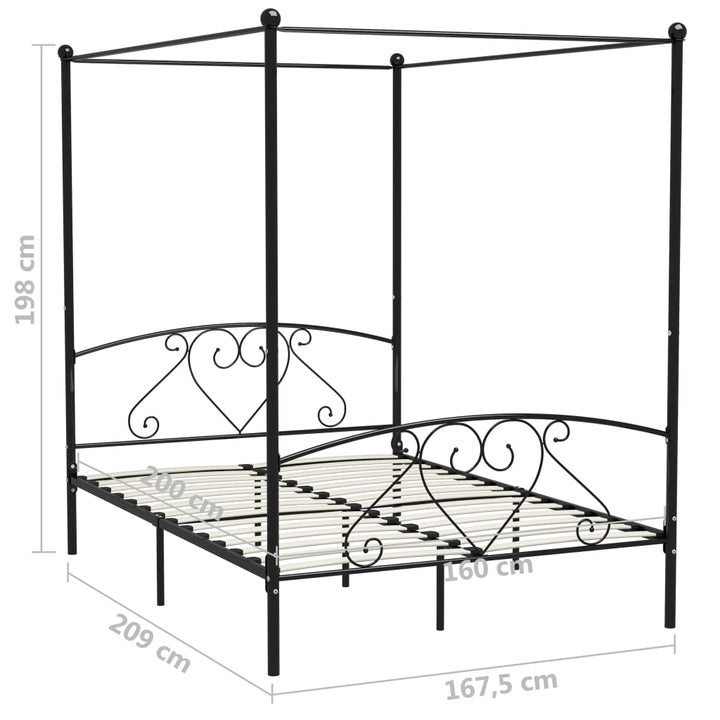 sengestel til himmelseng 160 x 200 cm metal sort
