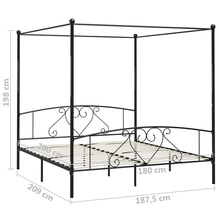 sengestel til himmelseng 180 x 200 cm metal sort