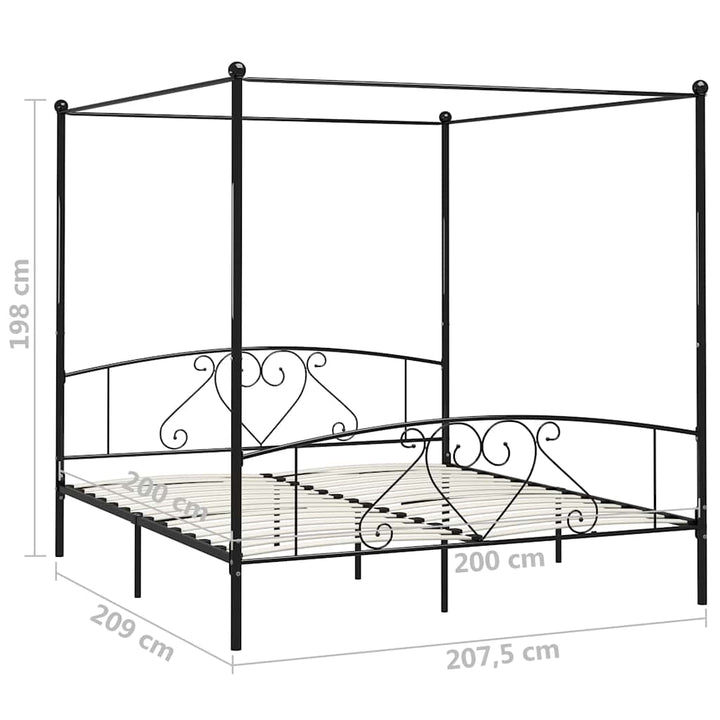 sengestel til himmelseng 200 x 200 cm metal sort