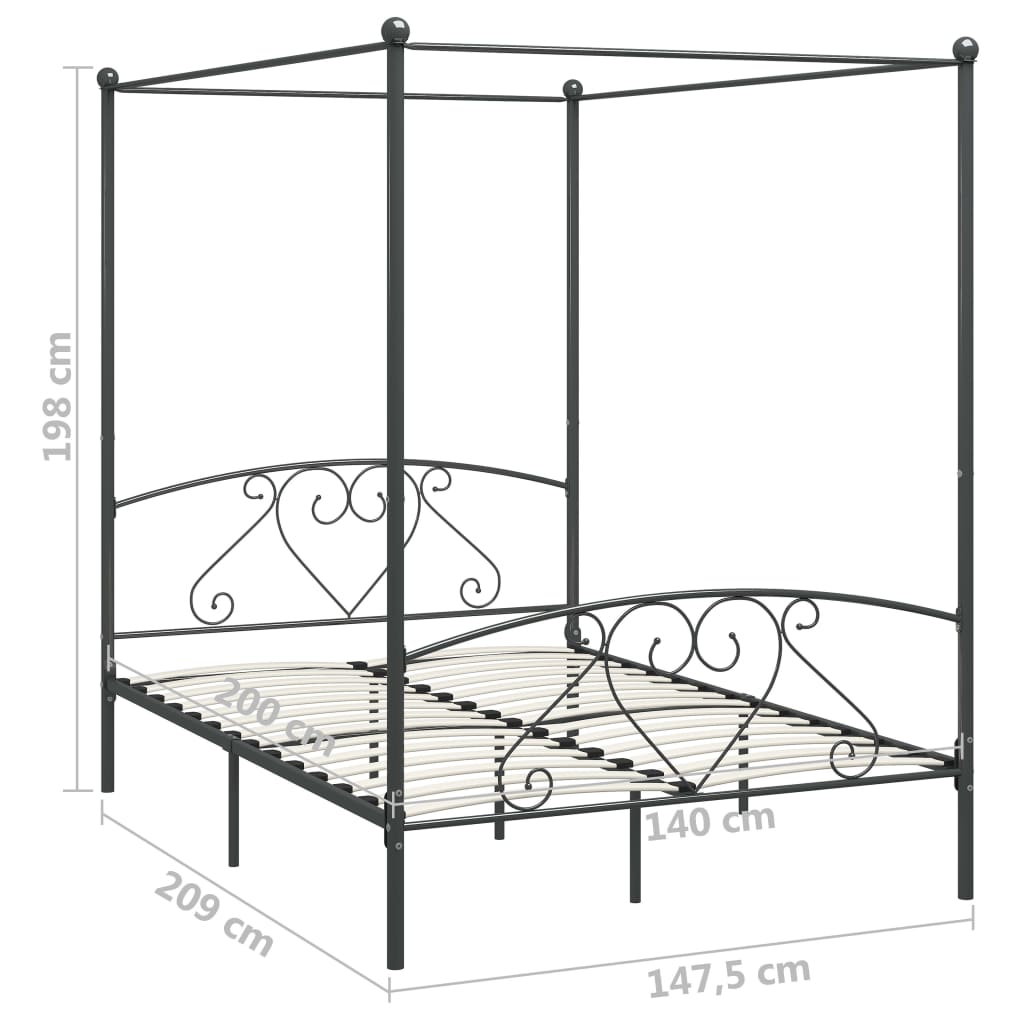 sengestel til himmelseng 140 x 200 cm metal grå
