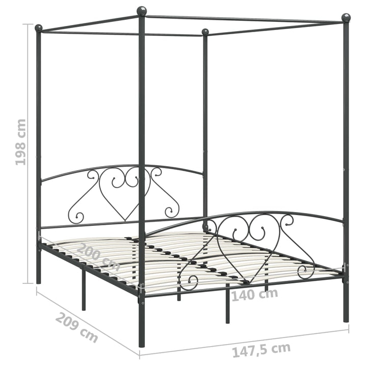 sengestel til himmelseng 140 x 200 cm metal grå