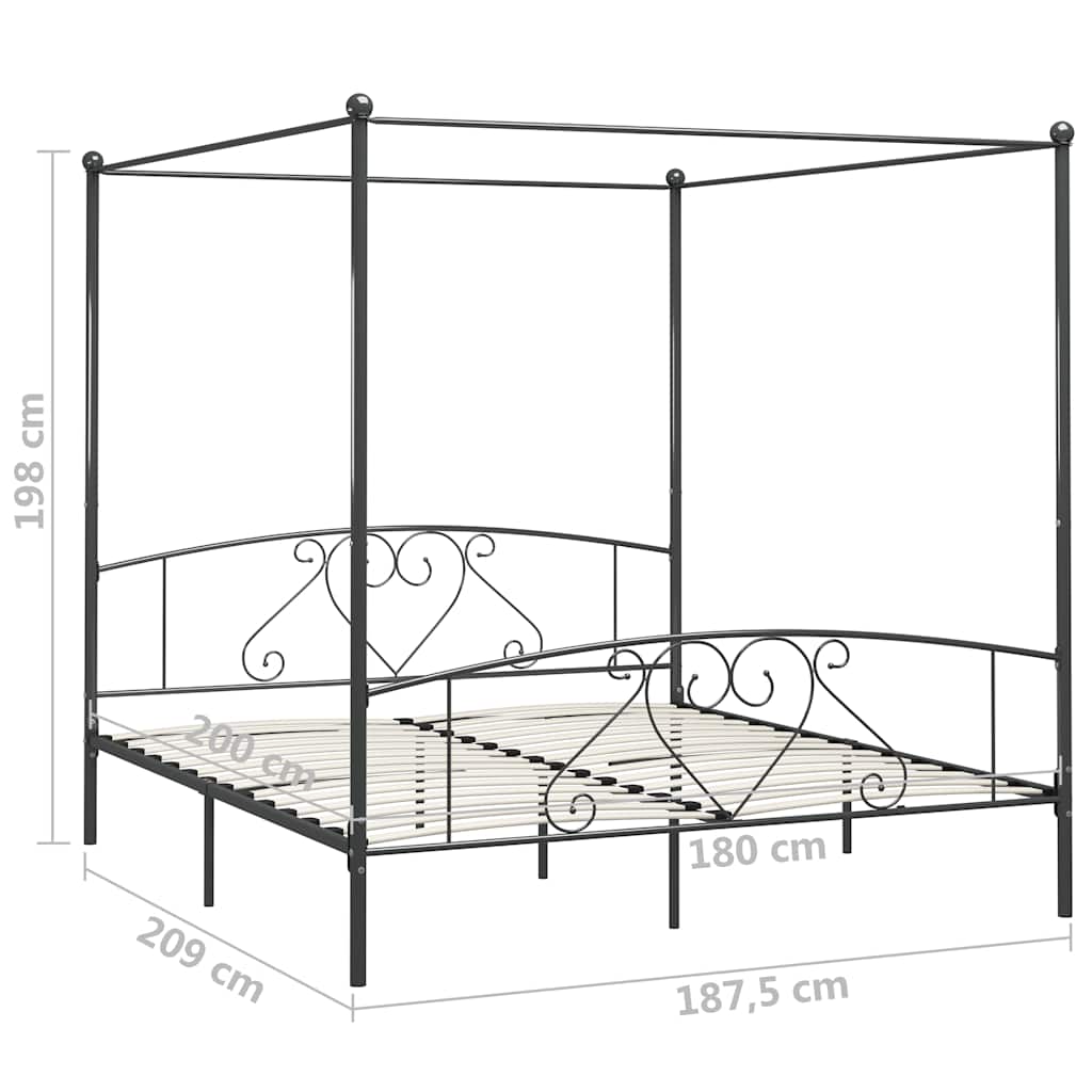 sengestel til himmelseng 180 x 200 cm metal grå