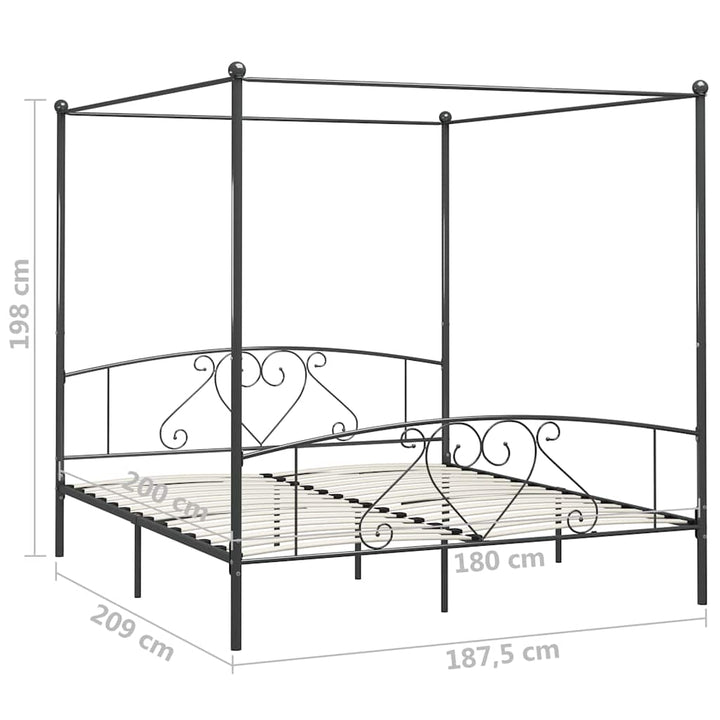 sengestel til himmelseng 180 x 200 cm metal grå